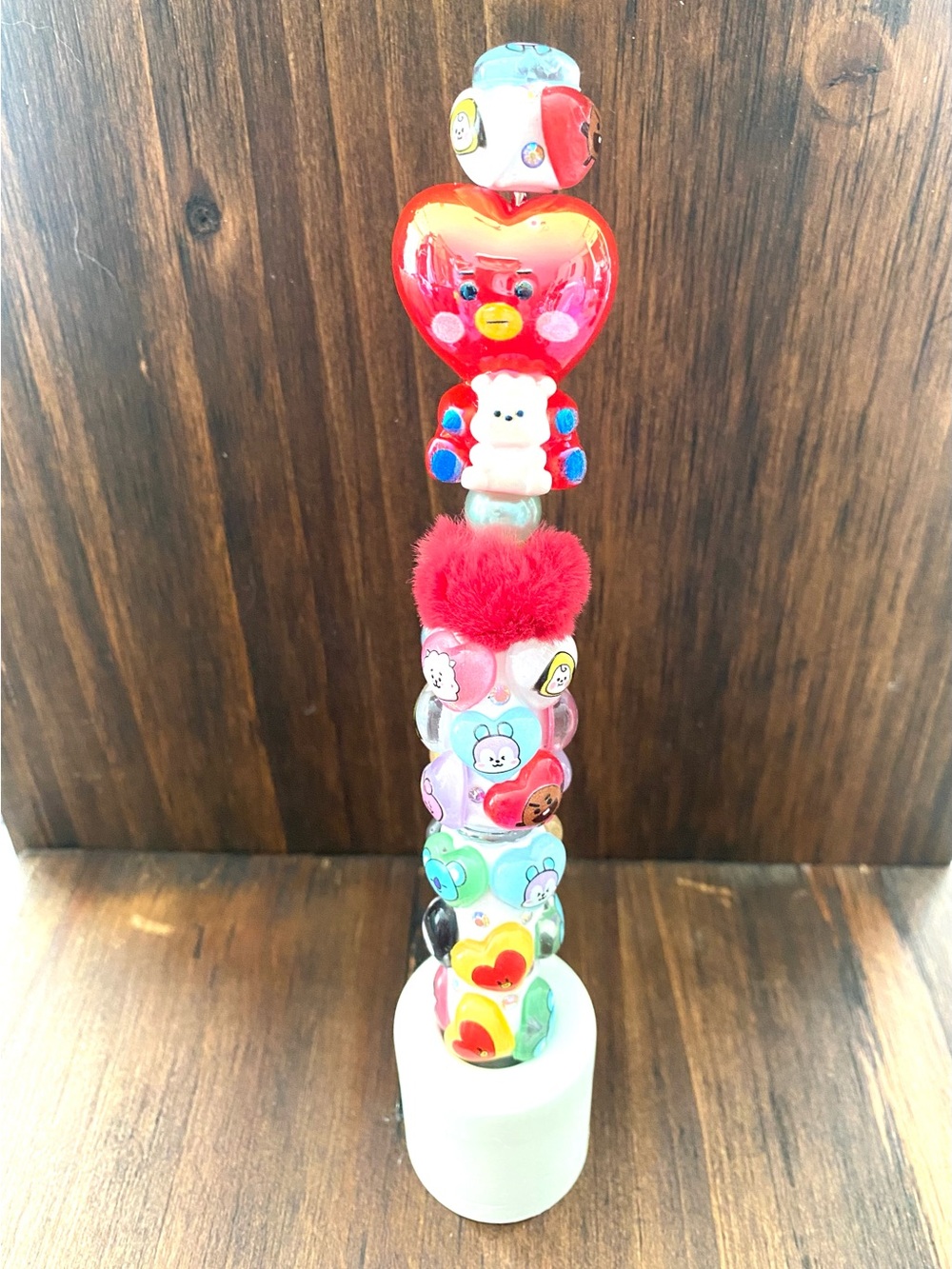 New BTS - Tata BT21 Red Heart Bead Bubble Pen